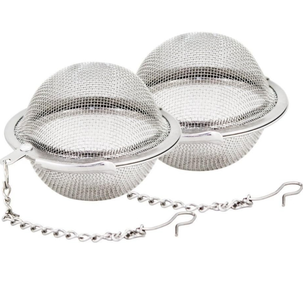 2 Pc Reusable Stainless Steel Tea Ball Infuser Hook 2" Mesh Fruit Dishwasher